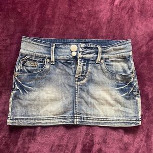 Sixty Nine Jean Denim Acid Wash Mini Skirt